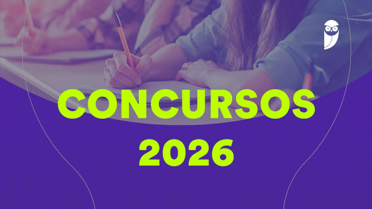 Candidatos estudando para concursos públicos de 2026 com livros e tecnologia, simbolizando as futuras oportunidades no serviço público.